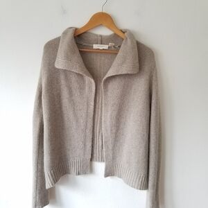 Inhabit 100% Cashmere Oatmeal Grey Open Front Long Sleeve Cardigan Sweater